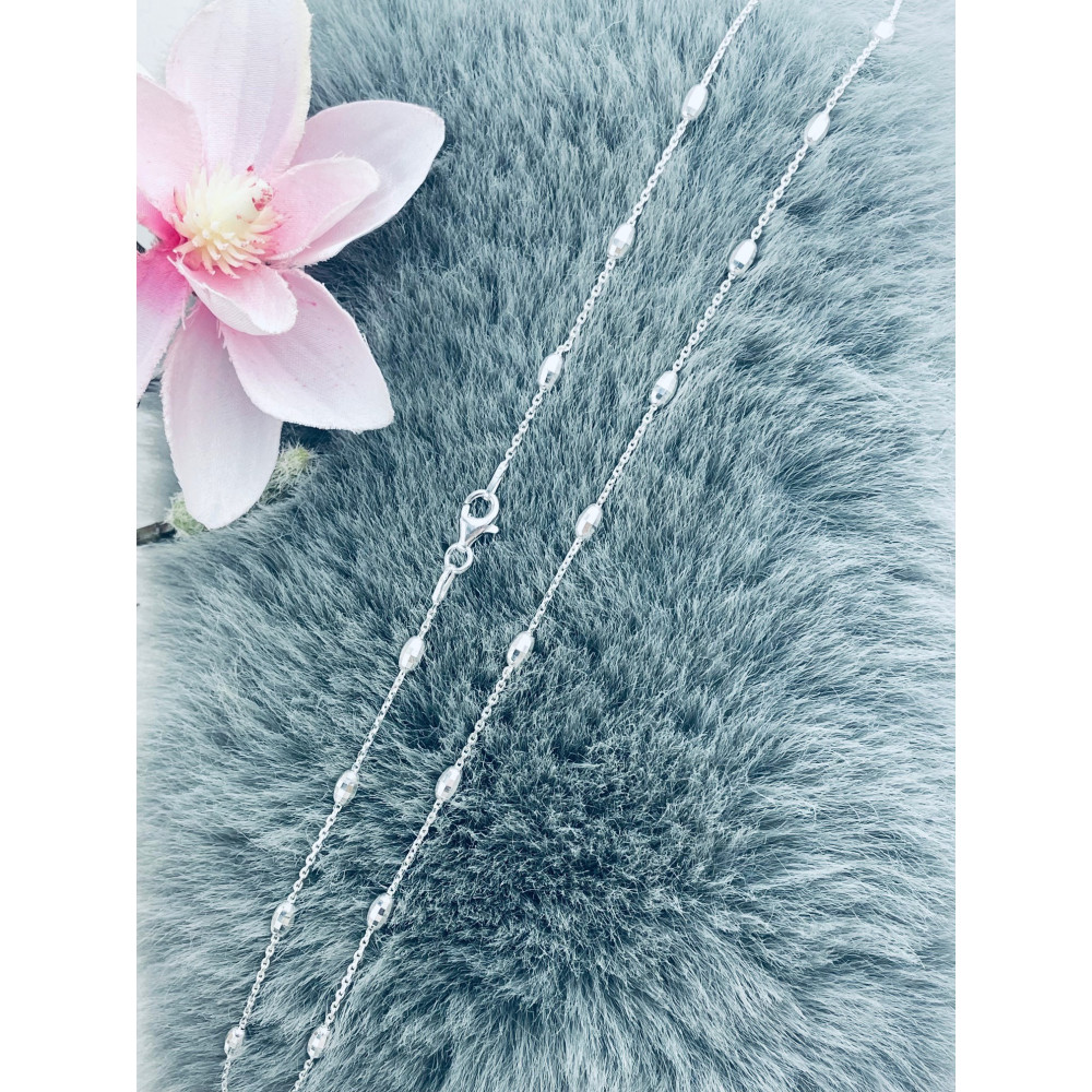 925 Silber Halskette Halsband Anker-Kette mit mit K??gelchen
