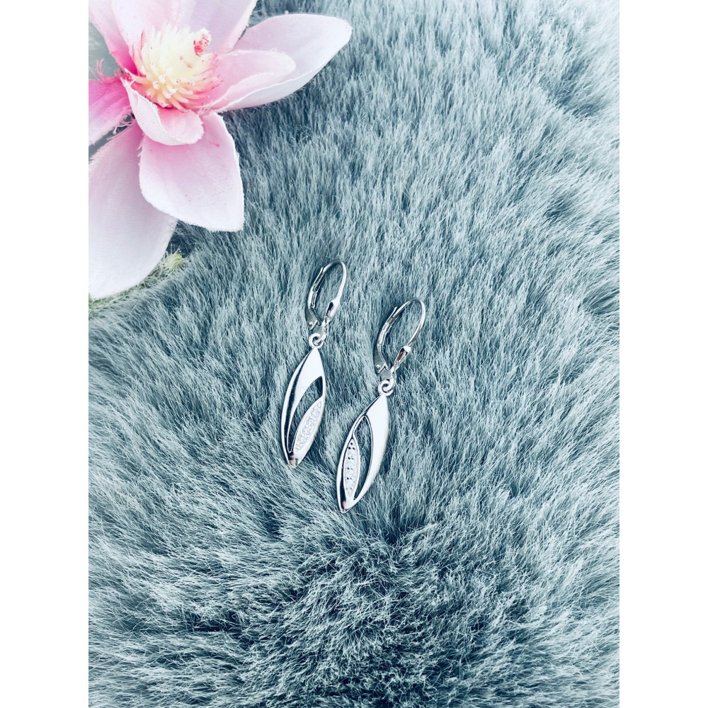 925 Silber Ohrringe Katzenauge mit Zirkonia