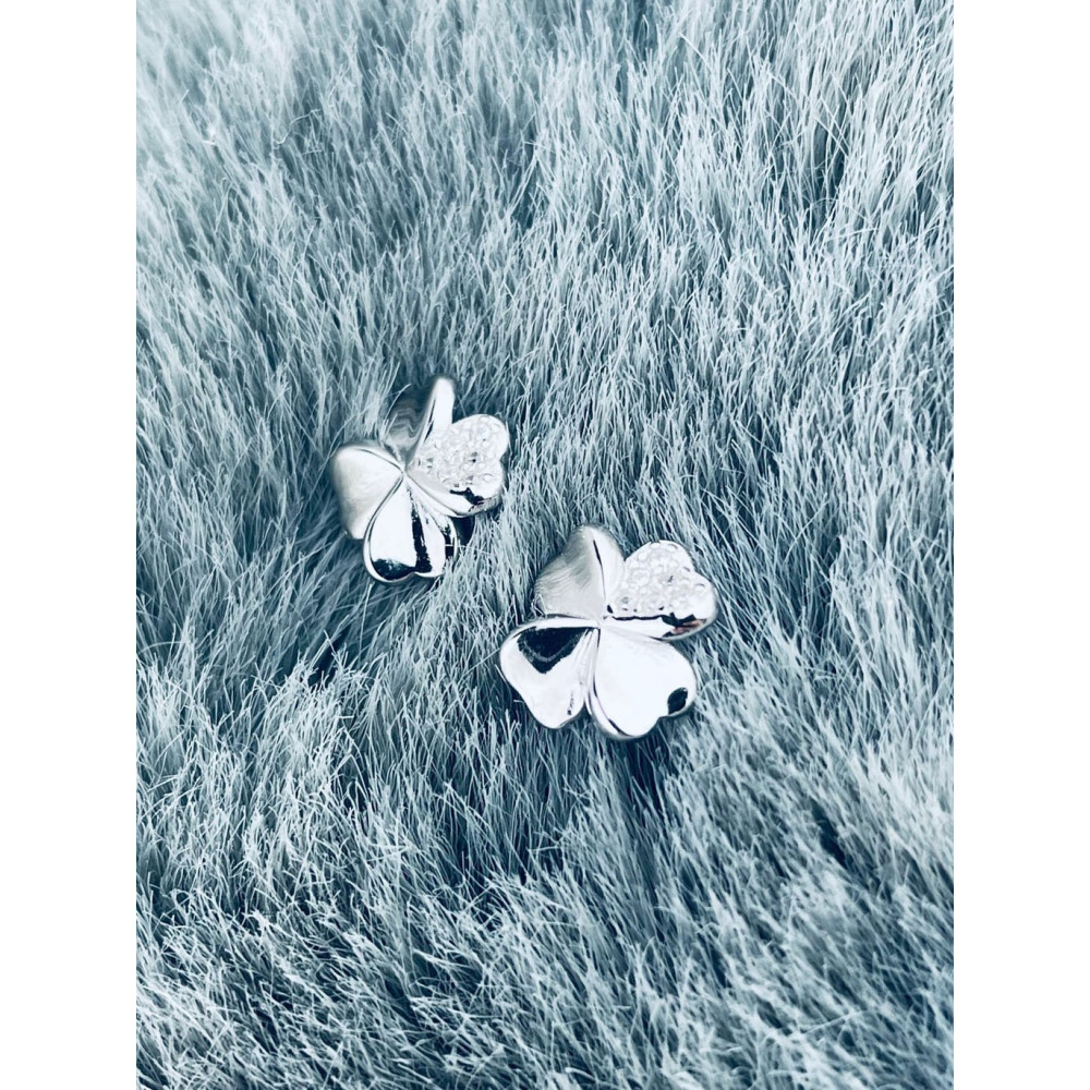 925 Silber Ohrringe Kleeblatt mit Zirkonia