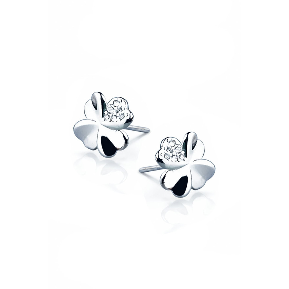 925 Silber Ohrringe Kleeblatt mit Zirkonia