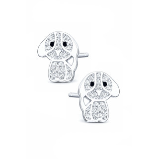 925 Silber Ohrringe Hund mit Zirkonia