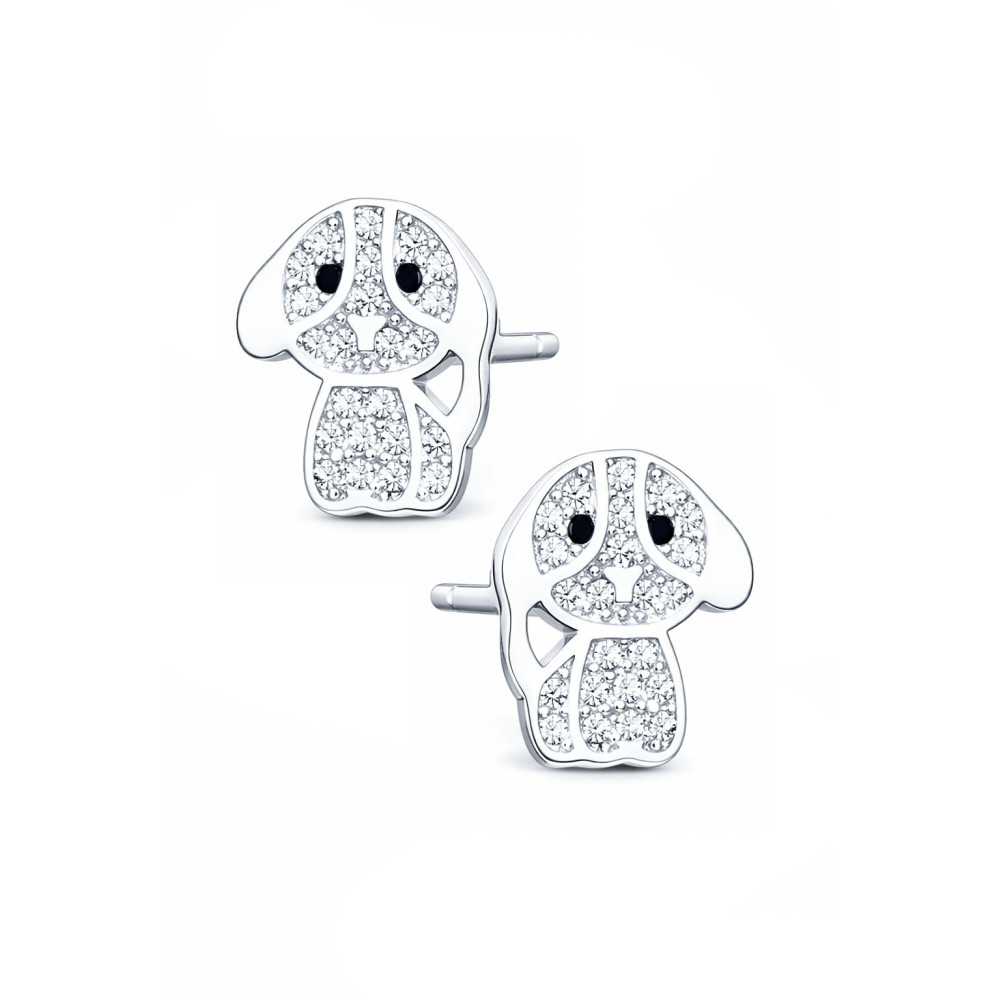 925 Silber Ohrringe Hund mit Zirkonia