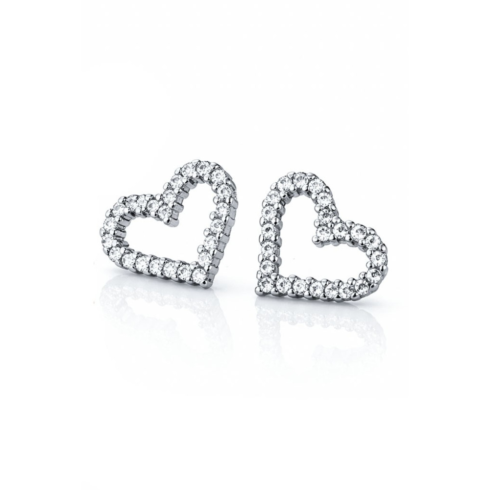 925 Silber Ohrringe Herz mit Zirkonia