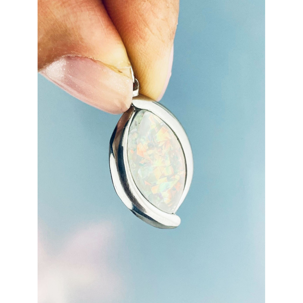 Oval 925 Silber Ohrringe mit Opal