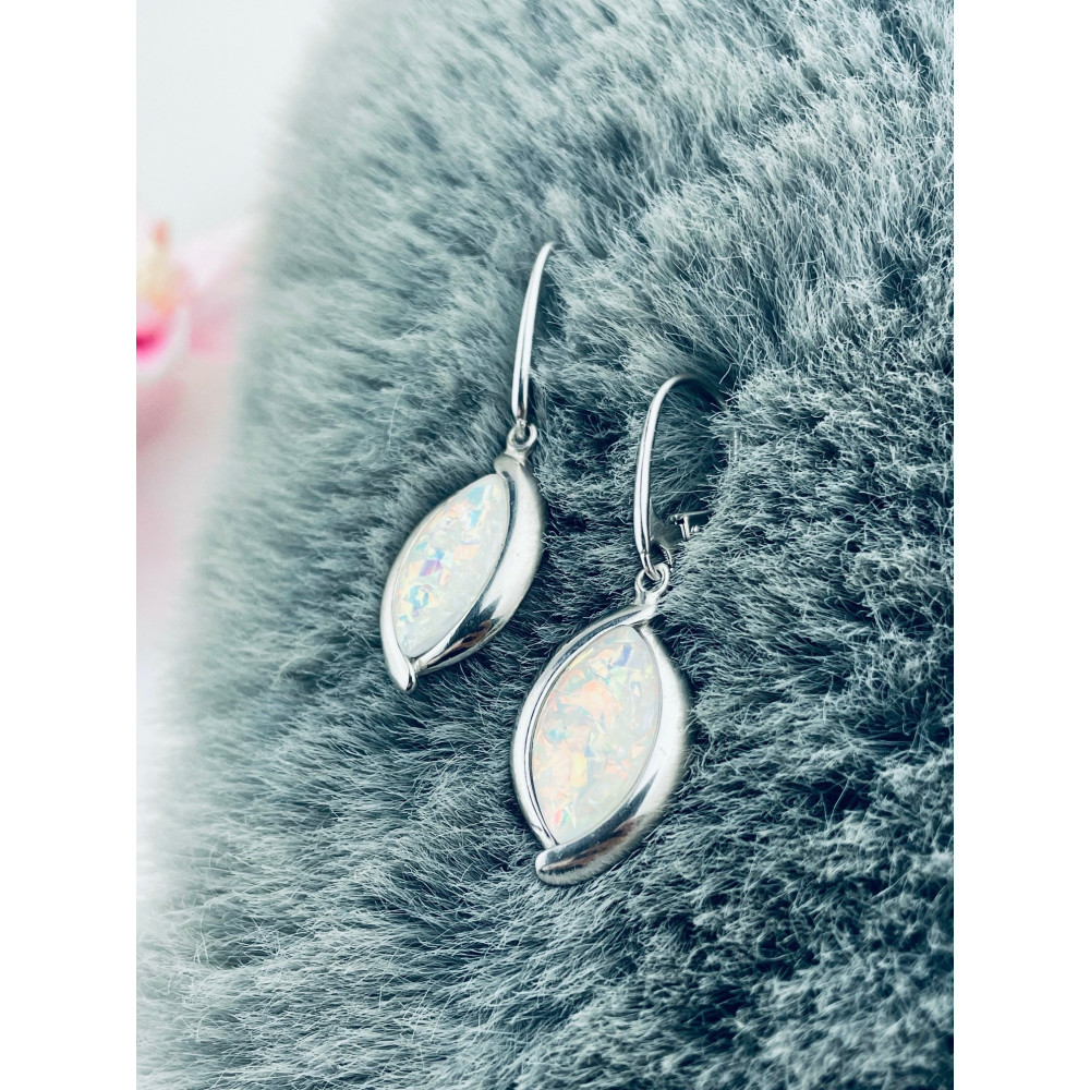 Oval 925 Silber Ohrringe mit Opal