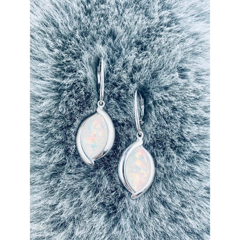Oval 925 Silber Ohrringe mit Opal