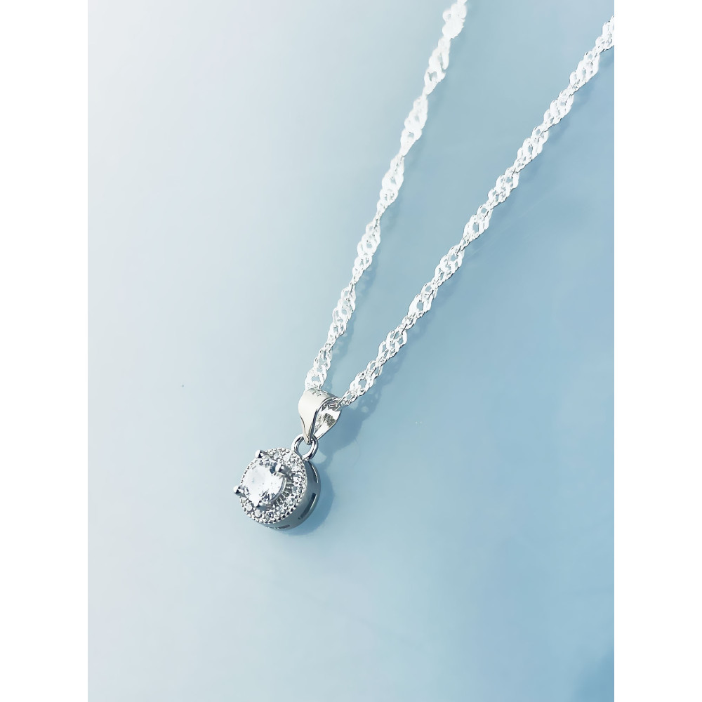 Silber Damen Medaillon Anh??nger mit Zirkonia
