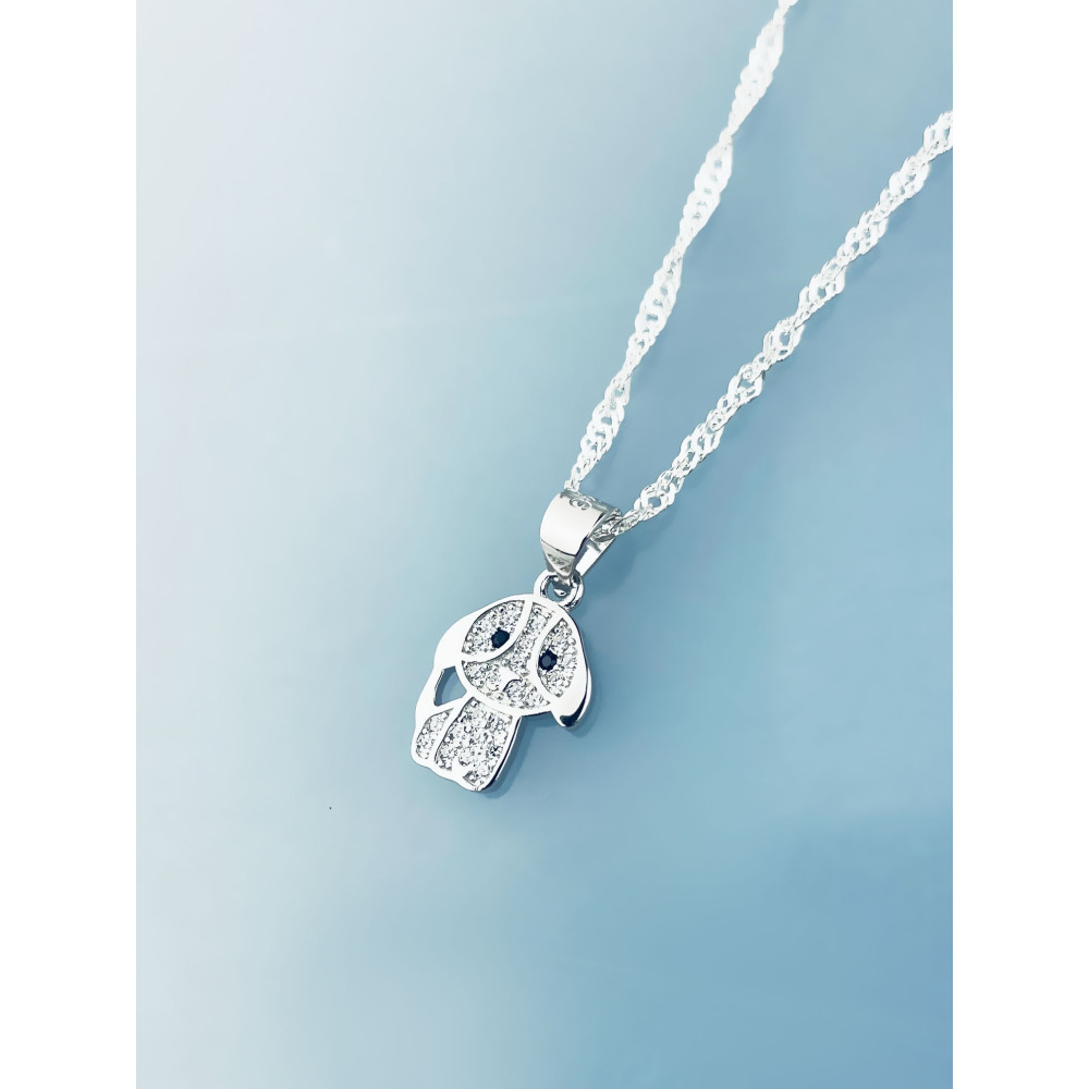 925 Silber Damen Medaillon Anh??nger Hund mit Zirkonia