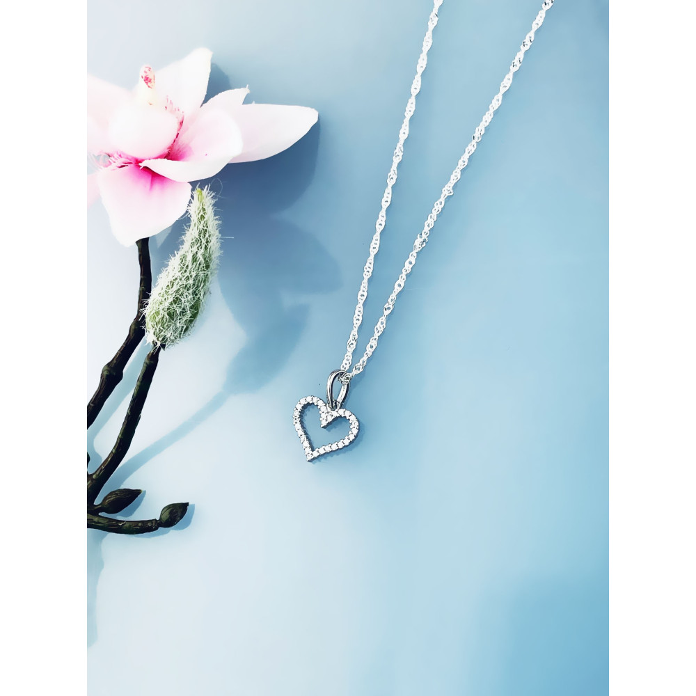 925 Silber Damen Medaillon Anh??nger Herz mit Zirkonia