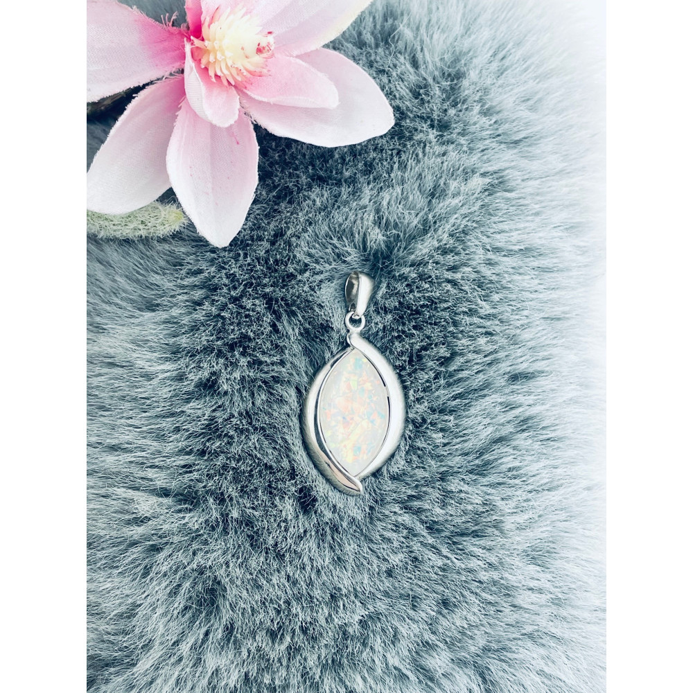 Oval 925 Silber Damen Medaillon Anh??nger mit Opal
