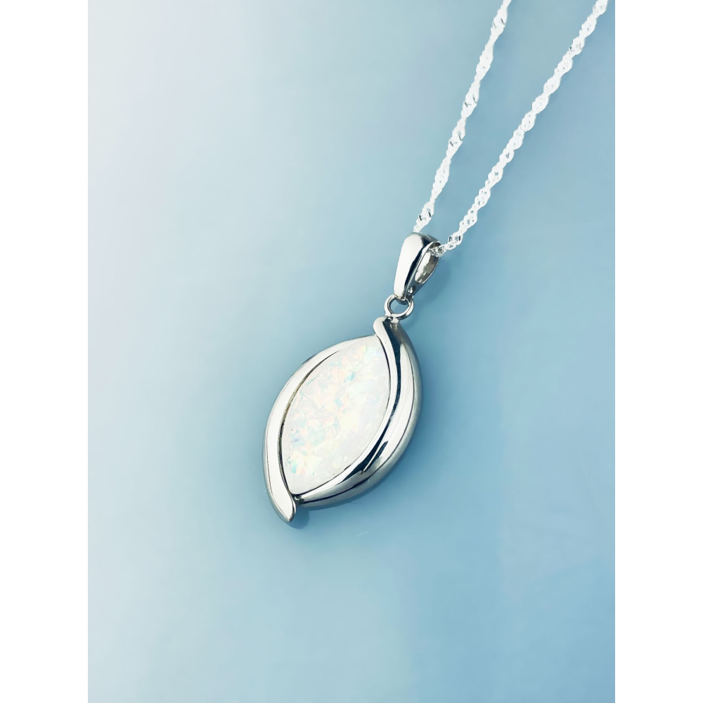 Oval 925 Silber Damen Medaillon Anh??nger mit Opal