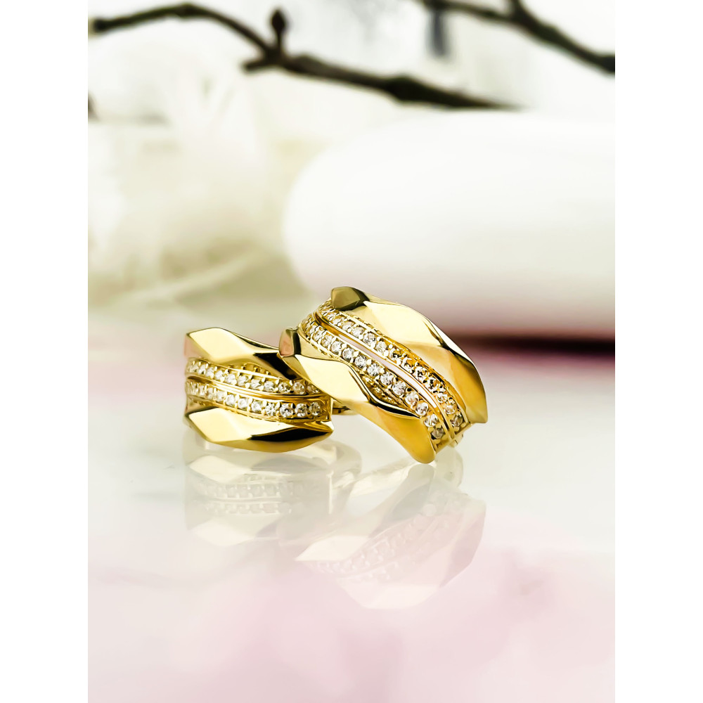 Raute Gold Ohrringe Ohrhänger Ohrstecker mit Zirkonia Ohrschmuck Paar Gelbgold 585er 14KT