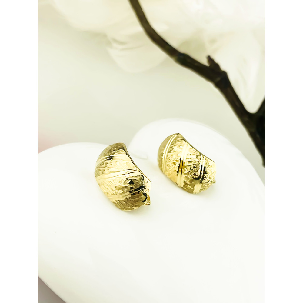 Halbkreis Gold Ohrringe Ohrhänger Ohrstecker Ohrschmuck Paar Gelbgold 585er 14KT