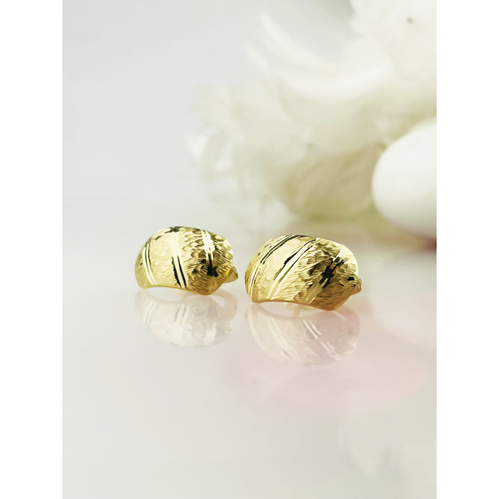 Halbkreis Gold Ohrringe Ohrhänger Ohrstecker Ohrschmuck Paar Gelbgold 585er 14KT