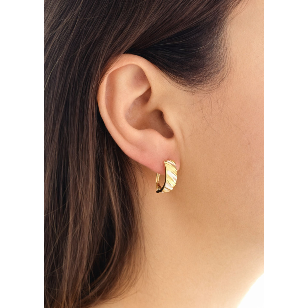 zweifarbig Gold Ohrringe Ohrhänger Ohrstecker Ohrschmuck Paar Gelbgold 585er 14KT