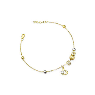 DamenGoldarmband Armband mit Herz und Zirkonia Armkette Gelbgold 585er 14KT