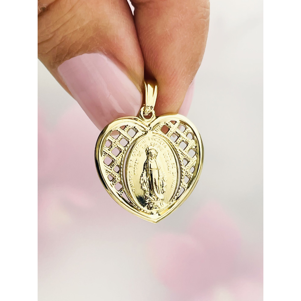 Anhänger Madonna Maria Immaculata Milagrosa Kettenanhänger Gelbgold Goldanhänger Erstkommunion Gold 585er 14KT