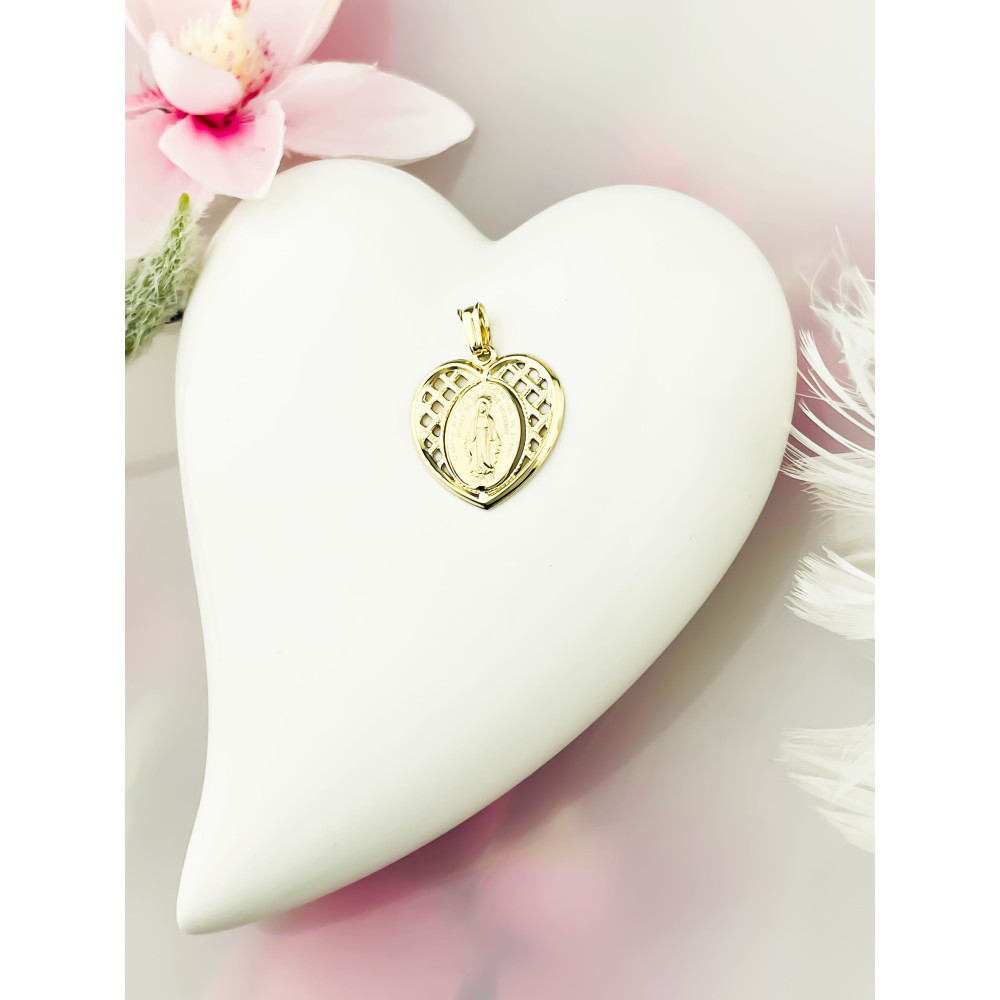 Anhänger Madonna Maria Immaculata Milagrosa Kettenanhänger Gelbgold Goldanhänger Erstkommunion Gold 585er 14KT