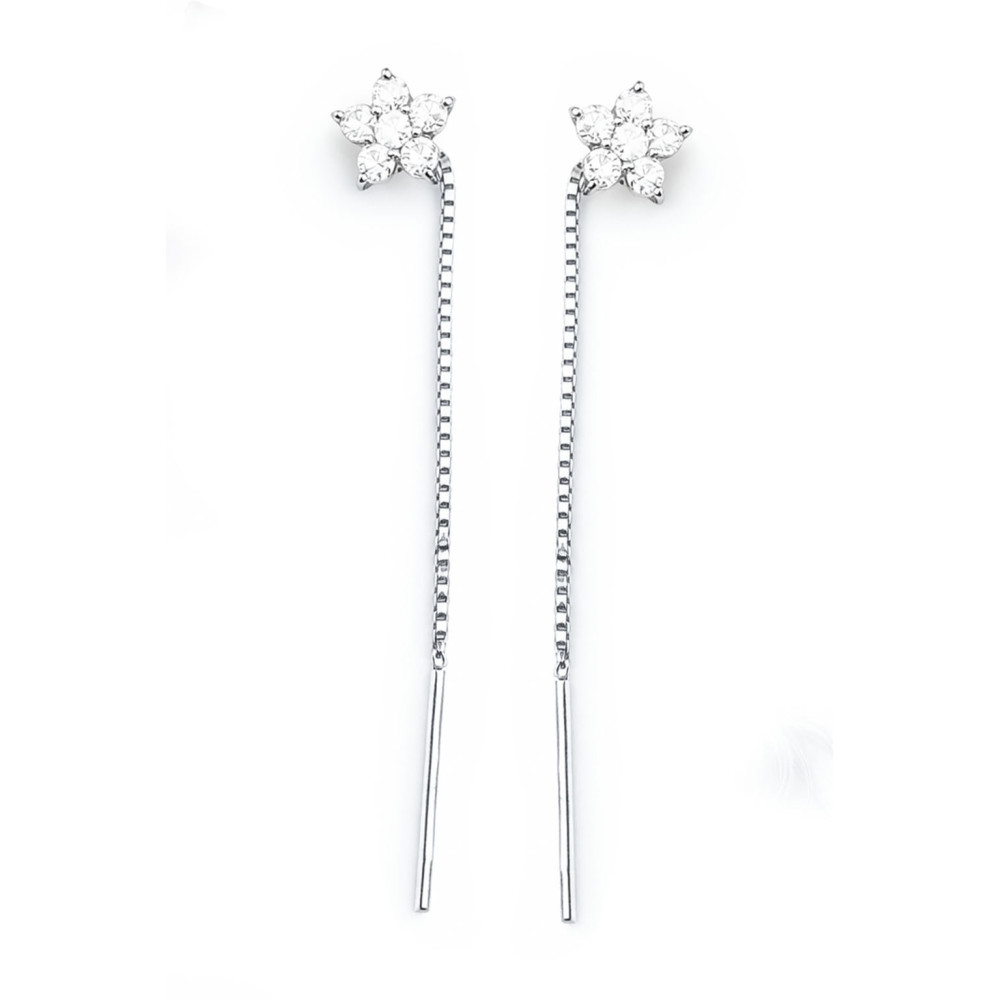 Blume 925 Silber Ohrringe mit Zirkonia