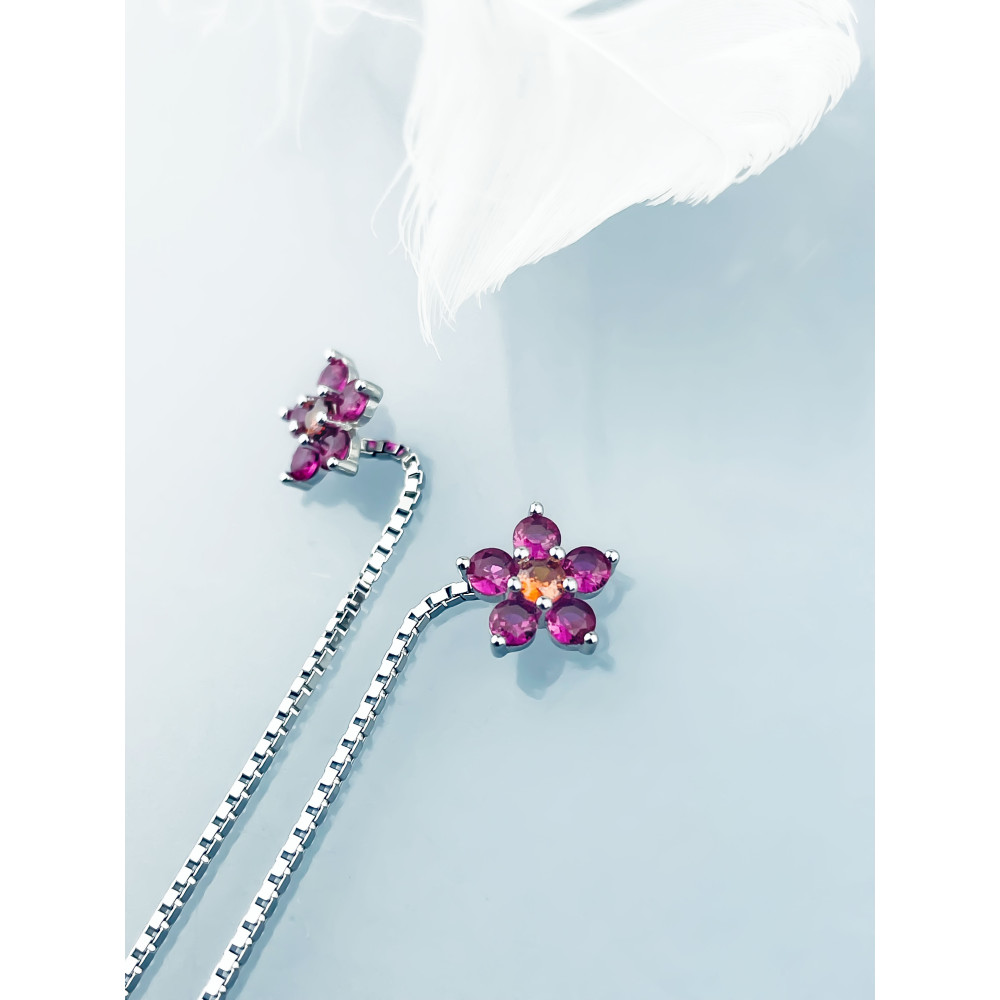 Blume 925 Silber Ohrringe mit Zirkonia