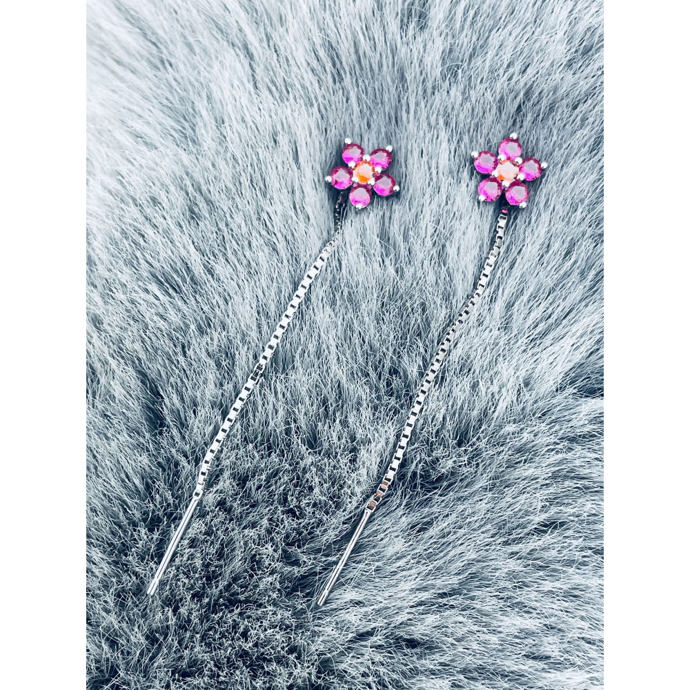 Blume 925 Silber Ohrringe mit Zirkonia