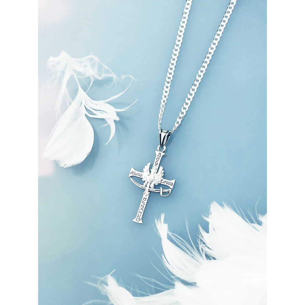Anhänger Kreuz Kreuzanhänger aus Sterlingsilber mit Adler und Zobel