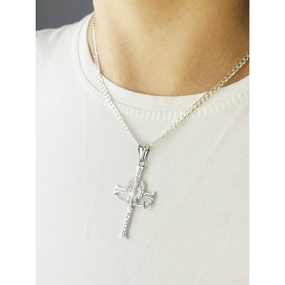 Anhänger Kreuz Kreuzanhänger aus Sterlingsilber mit Adler und Zobel