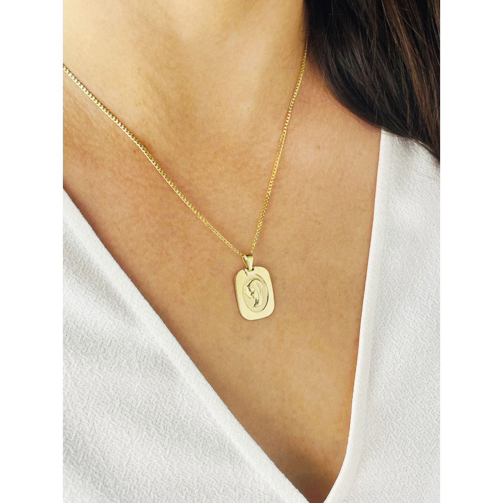 Złoty Medalik Matka Boska Komunia Chrzest