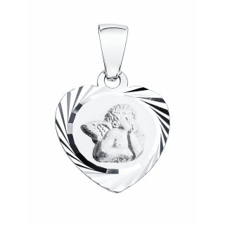 Srebrny Medalik serce Aniołek Komunia Chrzest