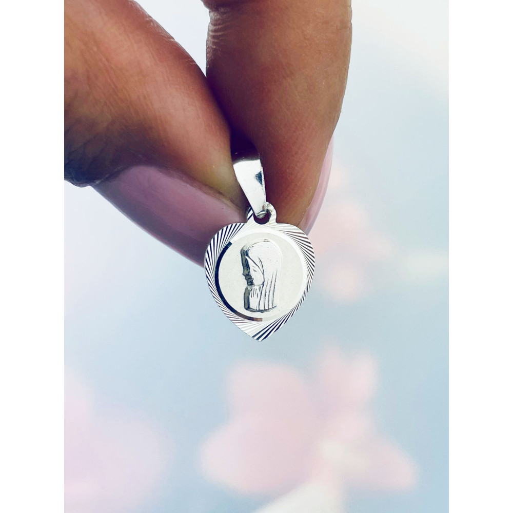 Herz 925 Silber Anhänger Madonna Maria Erstkommunion Taufe