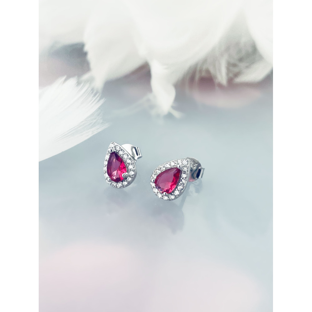 925 Silber Ohrringe Ohrstecker mit einem rosa Zirkonia