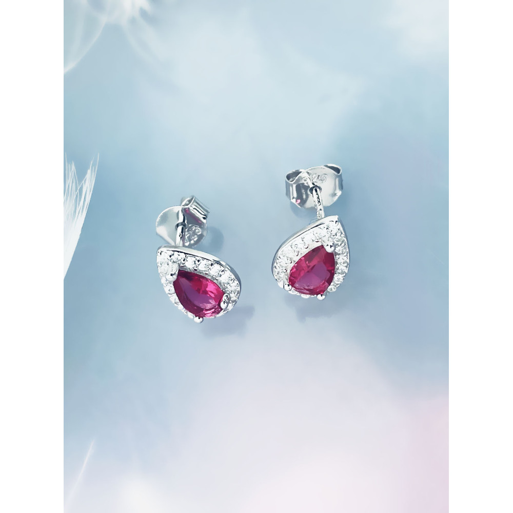 925 Silber Ohrringe Ohrstecker mit einem rosa Zirkonia