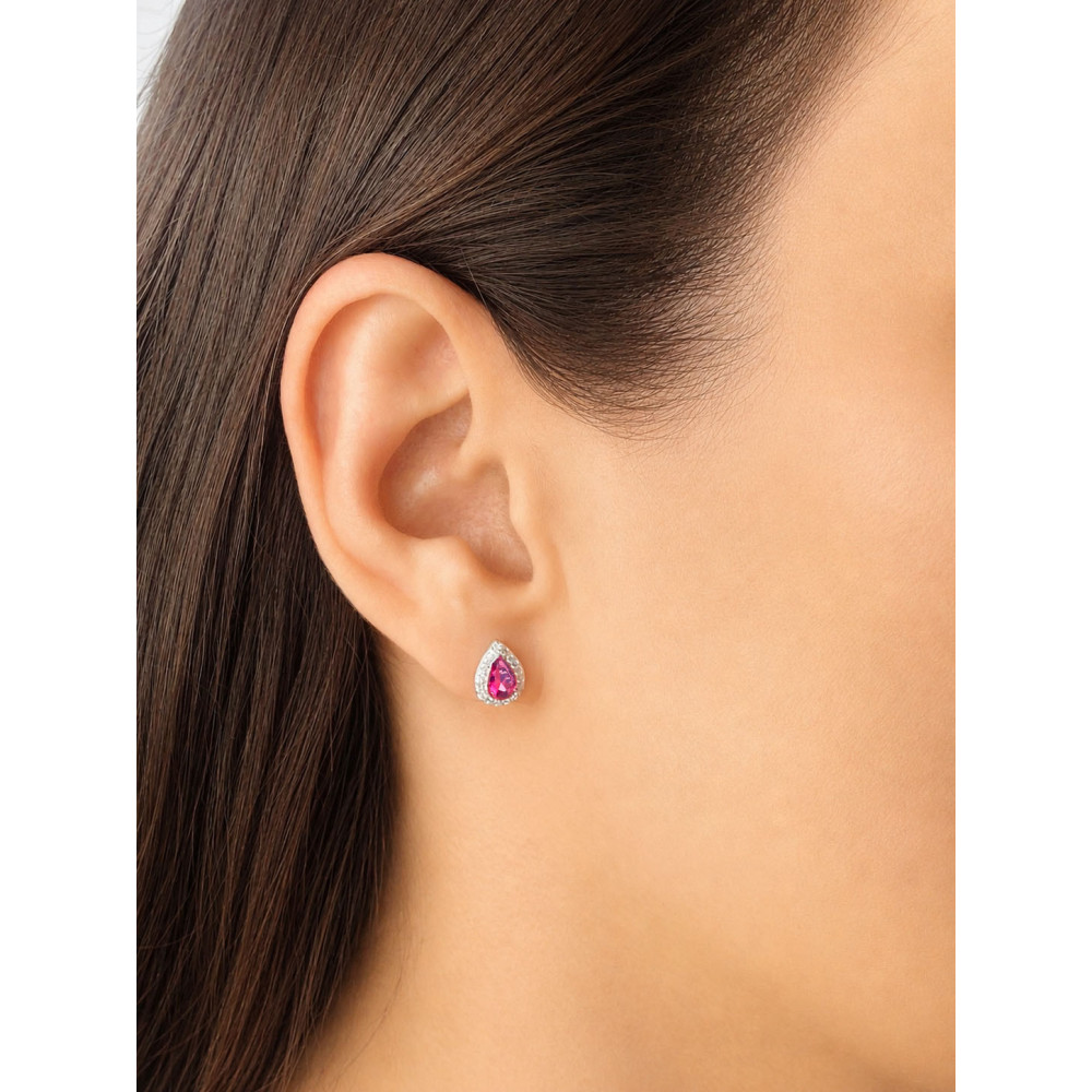 925 Silber Ohrringe Ohrstecker mit einem rosa Zirkonia