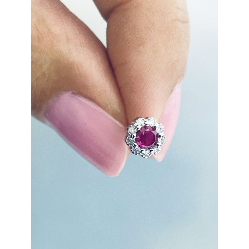 925 Silber Ohrringe Ohrstecker Blume mit rosa Zirkonia