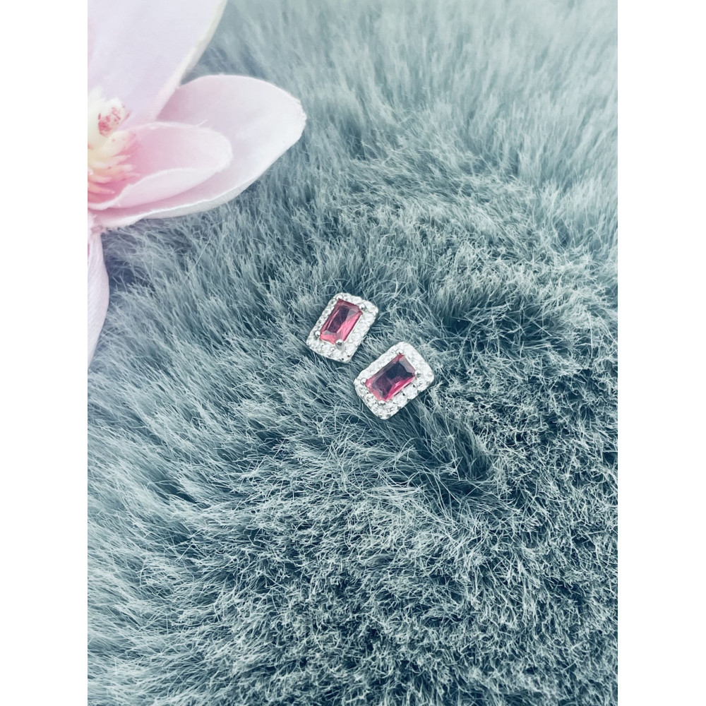 925 Silber Ohrringe Ohrstecker mit rosa Zirkonia