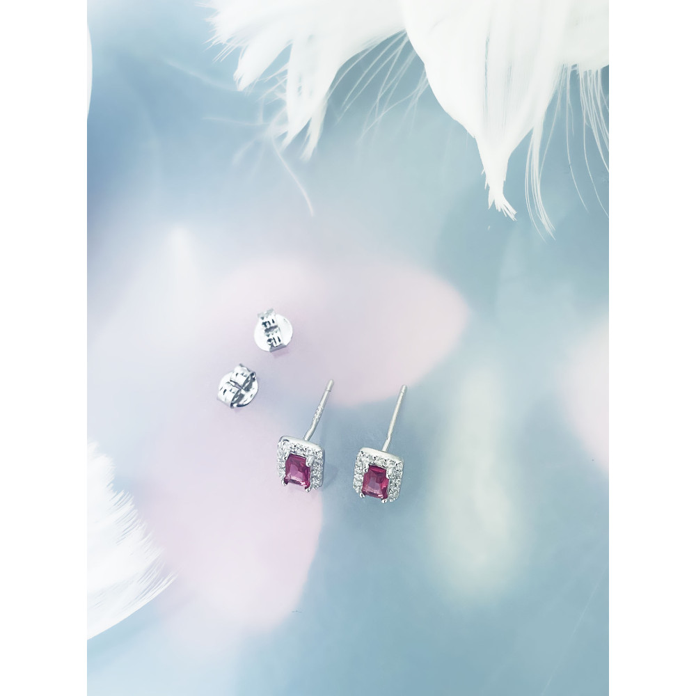 925 Silber Ohrringe Ohrstecker mit rosa Zirkonia
