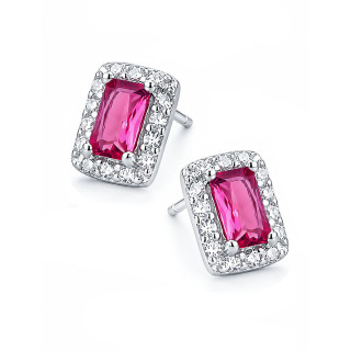 925 Silber Ohrringe Ohrstecker mit rosa Zirkonia