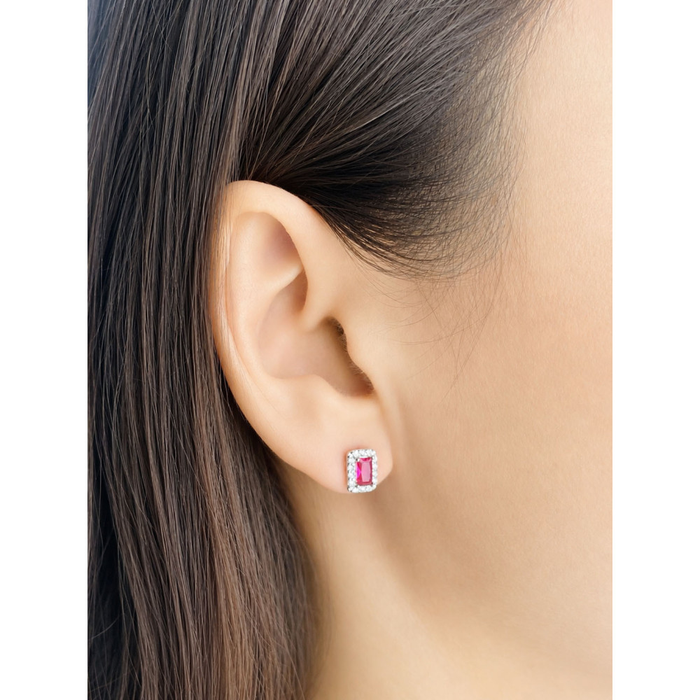 925 Silber Ohrringe Ohrstecker mit rosa Zirkonia