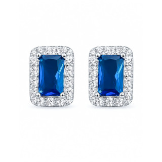 925 Silber Ohrringe Ohrstecker mit blau Zirkonia