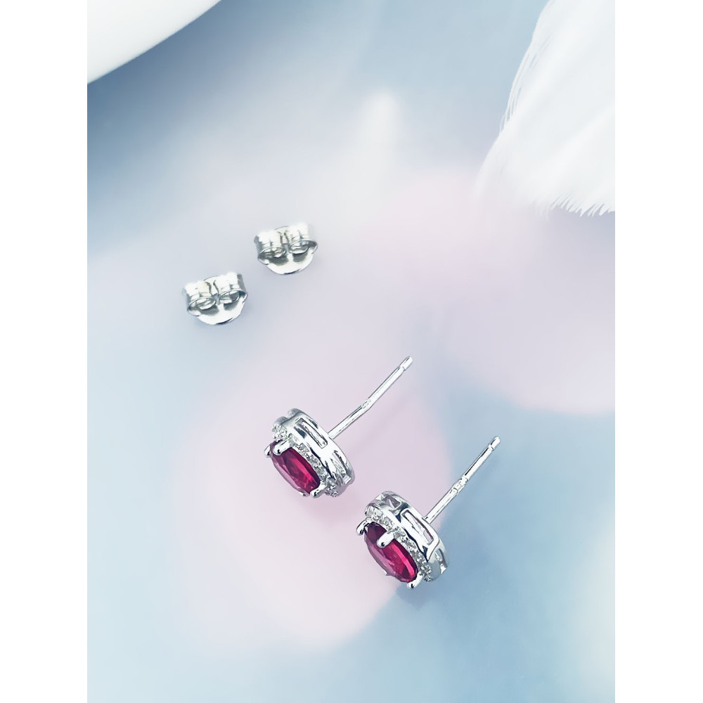 925 Silber Ohrringe Ohrstecker mit rosa Zirkonia
