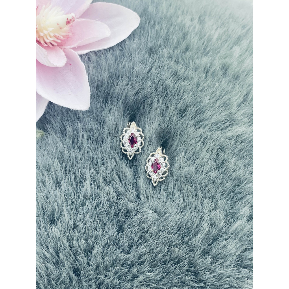 925 Silber Ohrringe Ohrstecker mit rosa Zirkonia