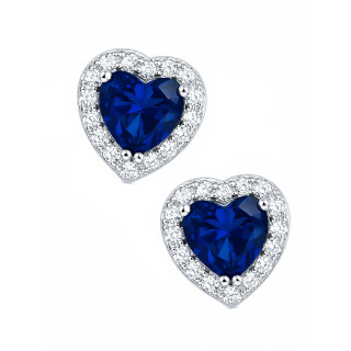 925 Silber Ohrringe Ohrstecker Herz mit blau Zirkonia