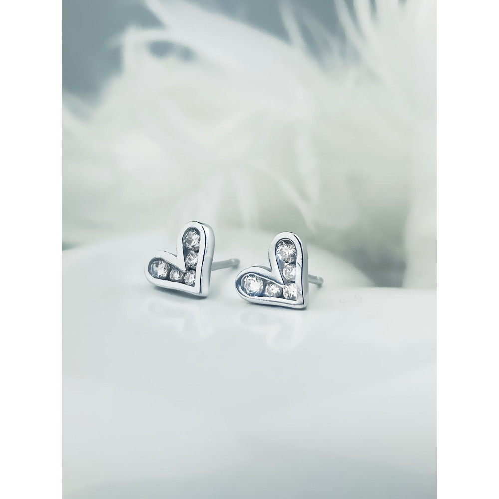 925 Silber Ohrringe Ohrstecker herz mit Zirkonia