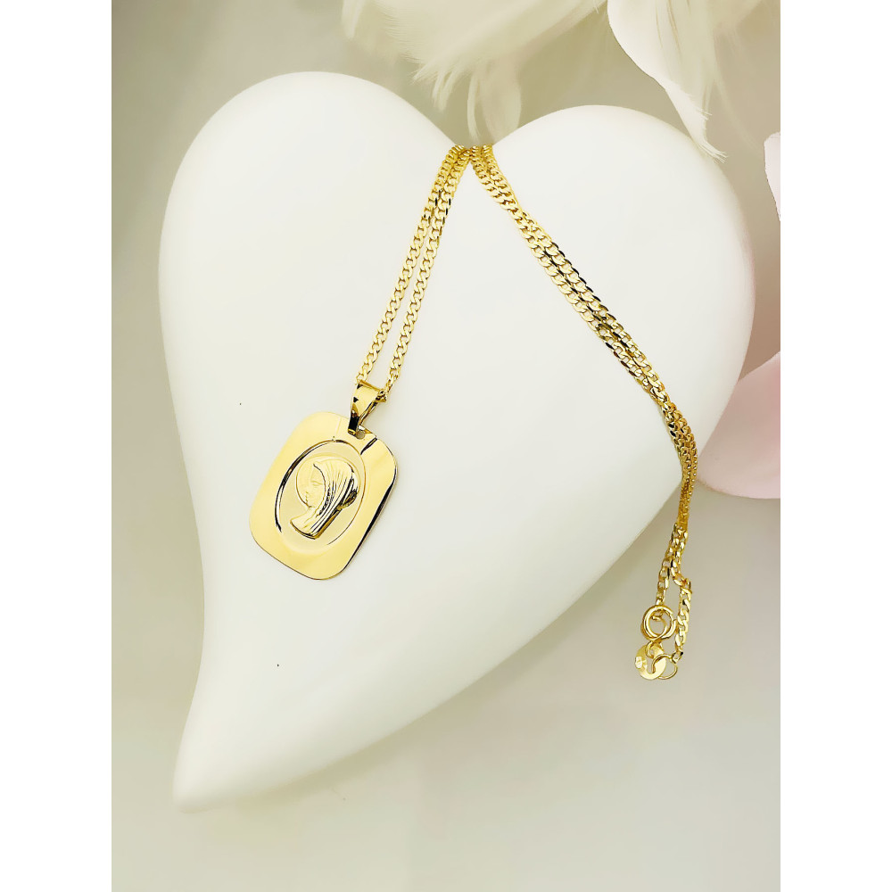 Anhänger Madonna Maria Goldanhänger + Goldkette Panzerkette Halskette Collier Echt Gold
