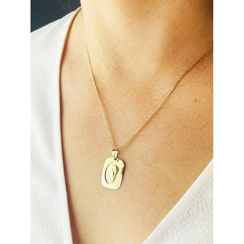 Anhänger Madonna Maria Goldanhänger + Goldkette Panzerkette Halskette Collier Echt Gold