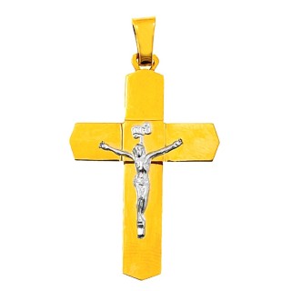 Goldanhänger Kettenanhänger Gold Anhänger Kreuz Goldkreuz Jesus Kruzifix Gelbgold Weißgold Bicolor 585er 14KT
