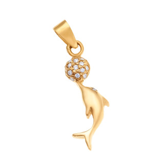 Anhänger Kettenanhänger Delphin mit Zirkonia 585er 14Kt Gelbgold Goldanhänger