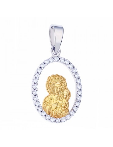 Anhänger Madonna Maria mit Jesuskind Goldanhänger Gelbogold Zirkonia