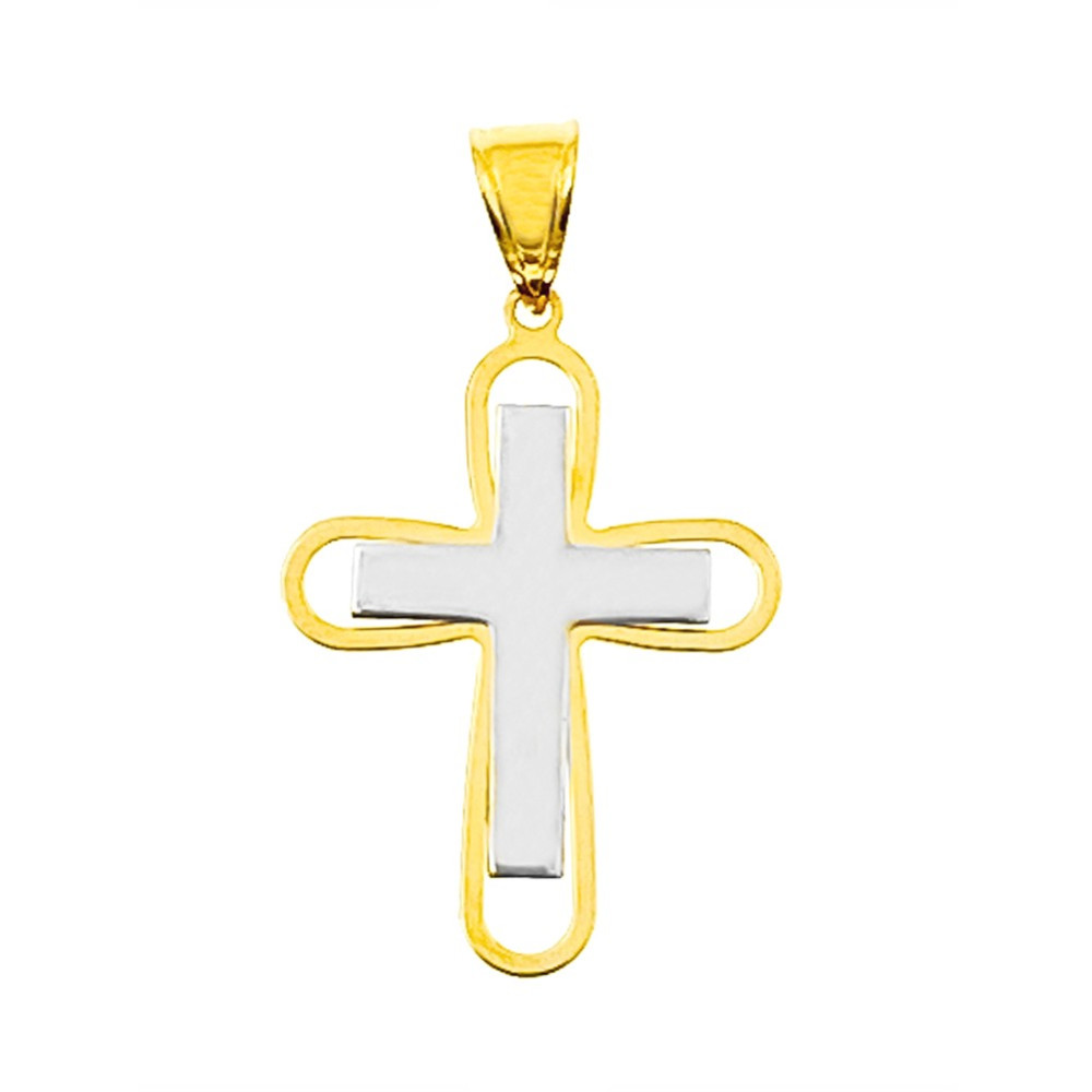 Goldanhänger Kettenanhänger Gold Anhänger Kreuz Goldkreuz Gelbgold Weißgold Bicolor 585er 14KT
