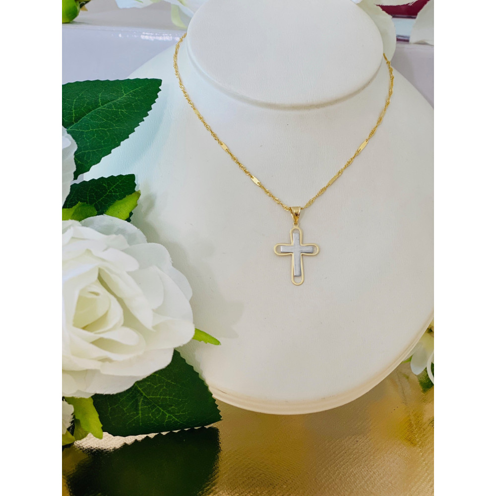 Goldanhänger Kettenanhänger Gold Anhänger Kreuz Goldkreuz Gelbgold Weißgold Bicolor 585er 14KT